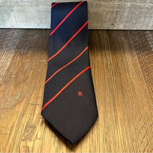 Vintage Rare Men Navy Blue Red Striped Rolls-Royce Neck Tie RR made in UK - Picture 2 of 6